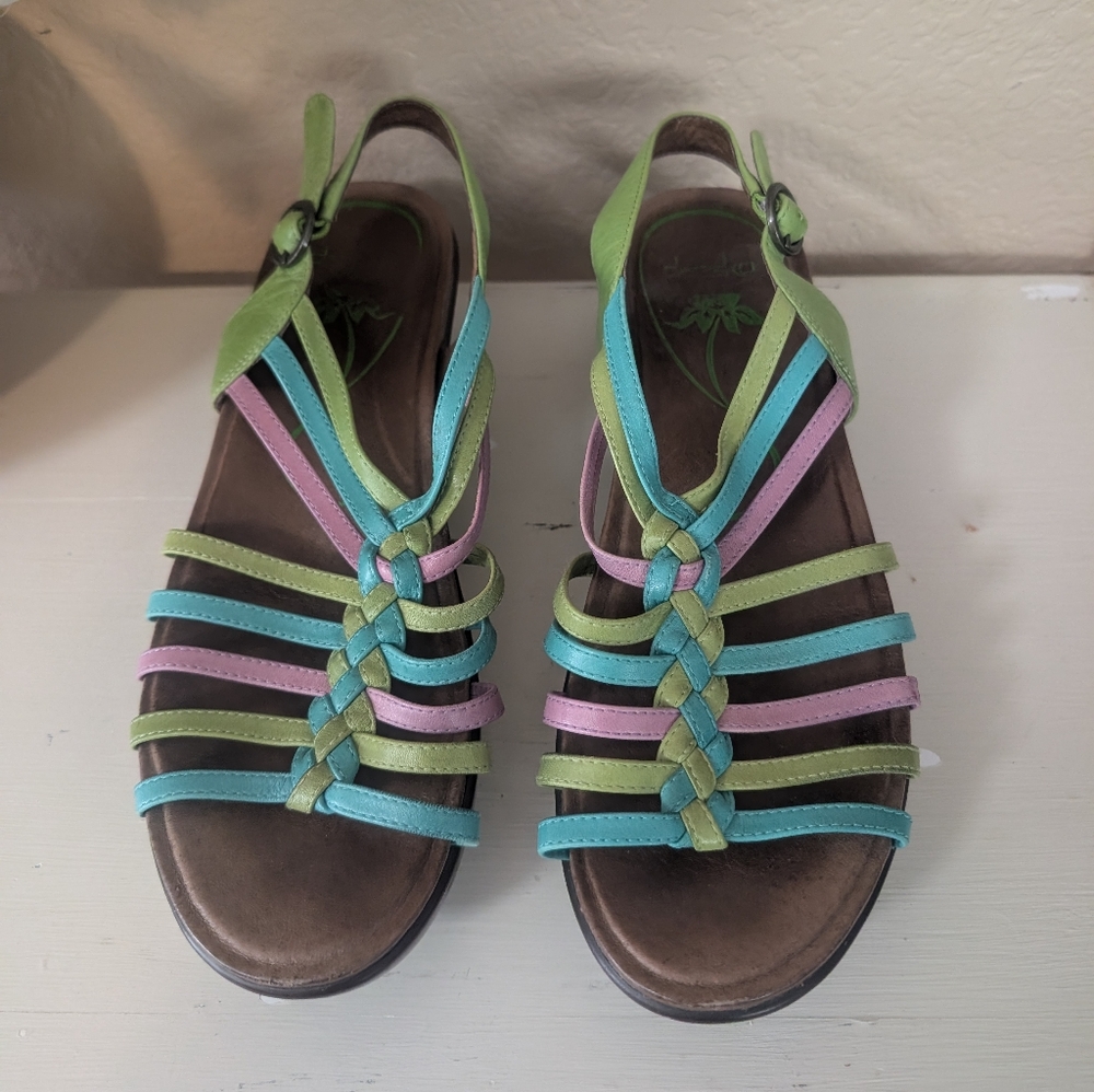 Dansko Dana  Strappy Leather Multi Comfort Wedge sandals 40